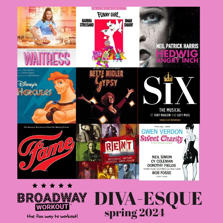 Broadway Workout spring set list for Ottawa classes.